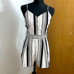 Striped Black and White Jumpsuit